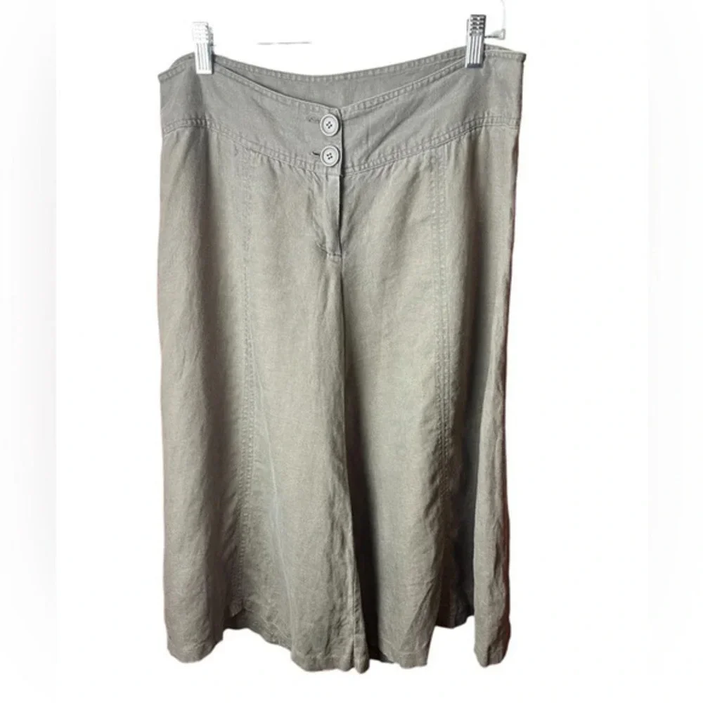 Forever 21 Linen Wide Left Coloutte Contemporary High Waist Chocolate Brown - Picture 2 of 13